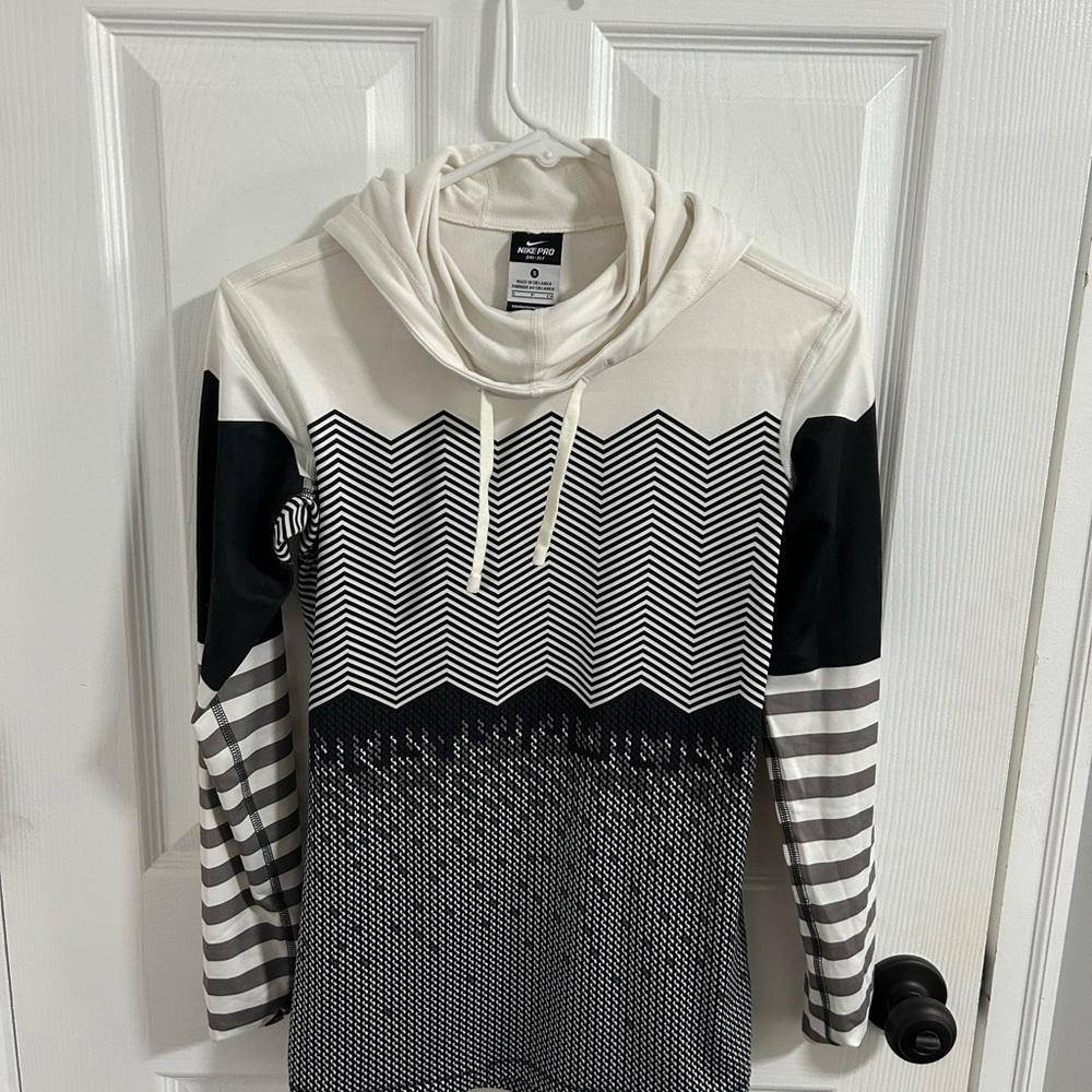 Nike Cream and Black Chevron Hoodie